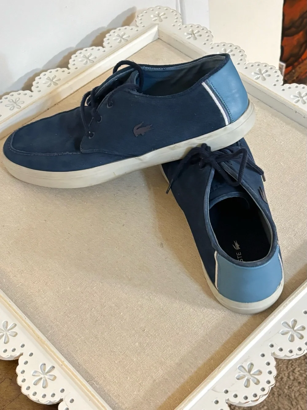 Lacoste, Sevrin Blue Suede With light Blue Leather Accent At Back. Men’s Size 12
